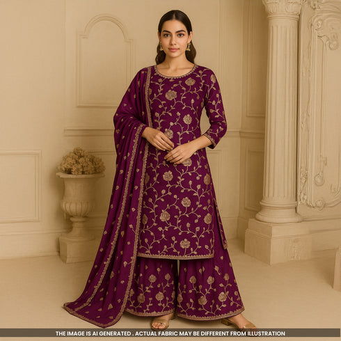 Zari Work Banarasi Silk Fabric-F4984